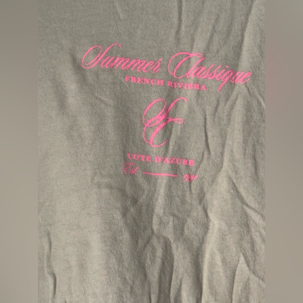 Universal Thread Gray Tee with Pink Script - Picture 2 of 5